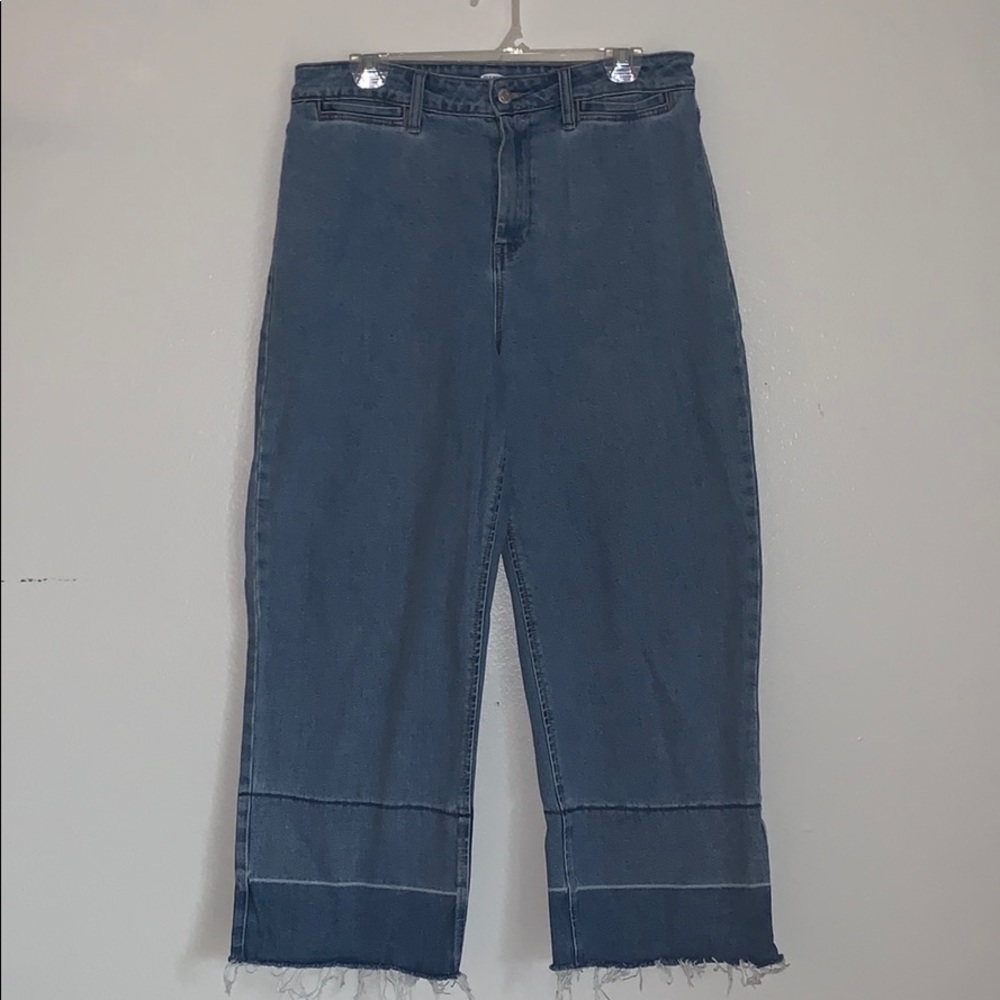 High waisted wide leg denim jeans